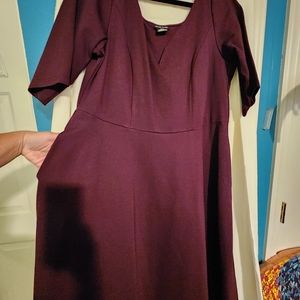 City Chic, Burgundy Dress w/ Pockets. Size M/18. Never worn
